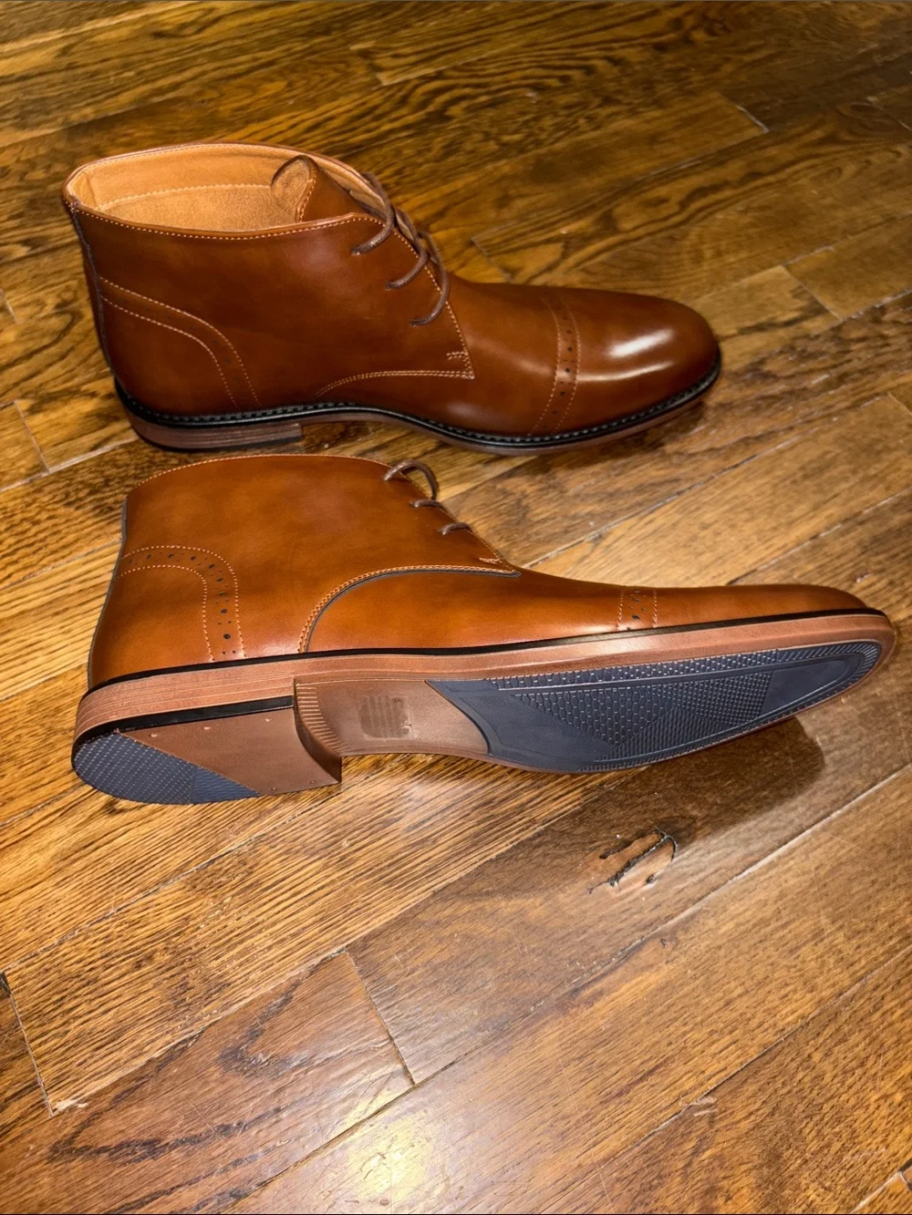 BRAND NEW! Men's Cognac Leather Lace-Up Boots